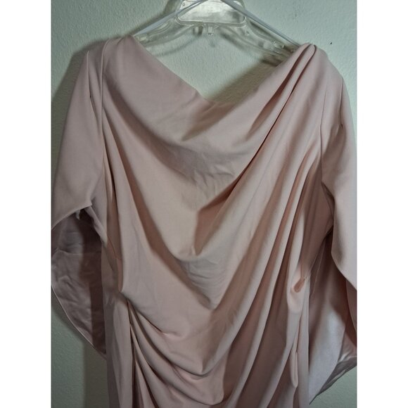 Betsy & Adam Formal Dress High Neck Attached Cape Midi Pink Size 22W - Picture 3 of 7